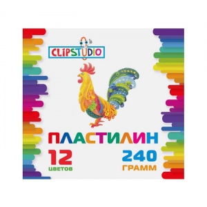 Пластилин 12 цв 240 г в картонном выдвижном пенале ClipStudio