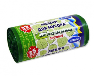 Мешки для мусора 35 л 15 шт bio-LDPE 22 мкм биоразлагаемые