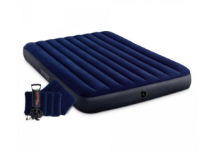 Матрас надувной CLASSIC DOWNY, в комплекте 2 подушки и насос, 203x152x25см, до 272кг, 64765 INTEX 