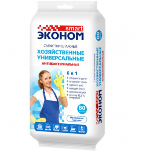 Салфетки влажные 80 шт 6 в 1  хозяйственные  Смарт АКЦИЯ///