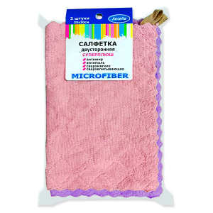 Набор салфеток 2 шт из микрофибры 25*30 см двусторонние СУПЕРПЛЮШ