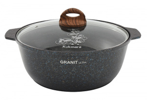 Кастрюля - жаровня 5 л АП "Granit Ultra" d= 28см со стекл. крышкой(Blue)