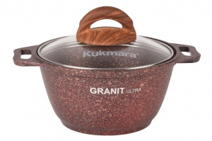 Кастрюля 1 л со стекл. крышкой, АП линия "Granit ultra" (Red)