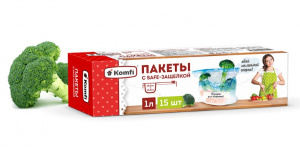 Пакеты с safe-защелкой, ПВД, 1 л, 15 шт/уп., Komfi