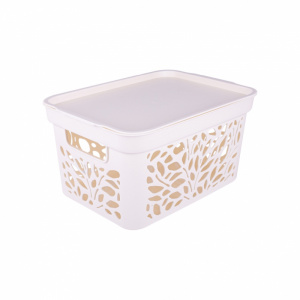 Корзинка 10 л 333*225*174мм с крышкой  Leaves  МИКС АКЦИЯ ///
