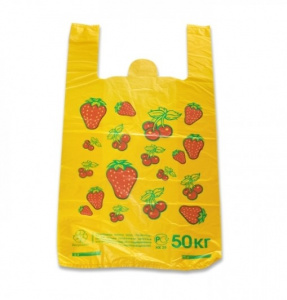 Пакет - майка ПНД 30*50 см ЯГОДА, 50 кг ЦЕНА за 100 шт!!!
