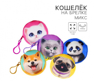 Кошелёк детский «Животные», плюшевый, МИКС