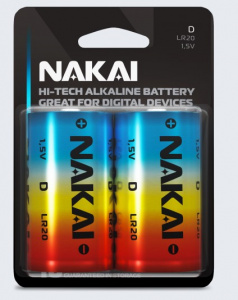 Набор батареек 2 шт, алкалиновые LR20 NAKAI Hi-Tech ///