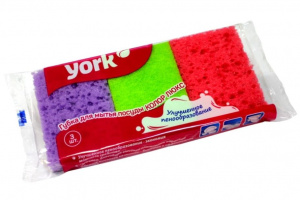 Набор губок 3 шт для мытья посуды "YORK" Колор люкс