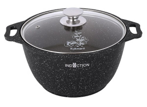 Кастрюля 3 л АП темный мрамор "Marble Induction" со стекл.крышкой, индукция///