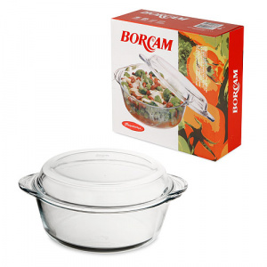 Кастрюля для СВЧ BORCAM круглая с крышкой 2 л в коробке