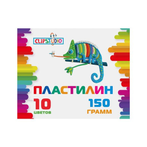 Пластилин 10 цветов 150 г в картонном выдвижном пенале ClipStudio