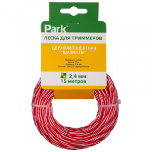 Леска для триммеров 15 м нейлон Park 2,4 мм "Шахматы" двухкомпонентная (Квадрат перекрученный)