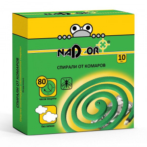 Спирали от комаров малодымные, зеленые, 10 шт, Nadzor