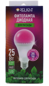 Фитолампа для рассады диодная E27 25Вт A60 красно-синий Relight