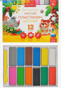 Пластилин 12 цв 180 г мягкий GLOBUS «Детский»
