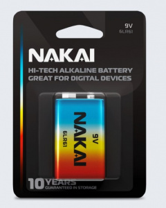 Батарейка алкалиновая 6LR61 NAKAI Hi-Tech 1xBL АКЦИЯ///