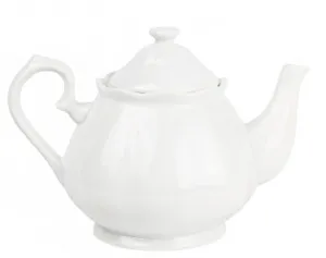 Чайник заварочный 1 л, d=22см, l=15см, h=16см, фарфор, белье АКЦИЯ ///