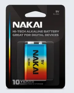 Батарейка алкалиновая 6LR61 NAKAI Hi-Tech 1xBL АКЦИЯ///
