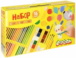 Набор д/творчества в подароч. коробке Каляка-Маляка ЮНЫЙ ХУДОЖНИК 16 пр. 360х220х90 мм универс.