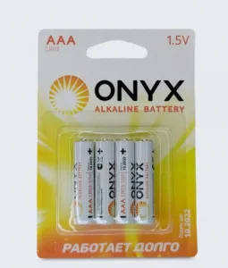 Набор батареек 4 шт, алкалиновые ААА мизинчиковые LR 3 ONYX на блистере