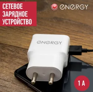 Сетевое зарядное устройство Energy ET-09, 1,0А, цвет - белый АКЦИЯ ///