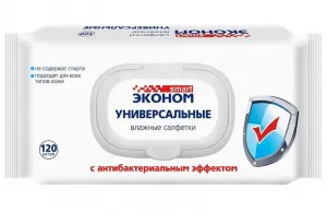 Салфетки влажные 120 шт. Эконом Smart для всей семьи с клапаном