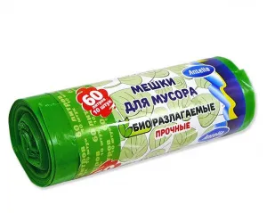 Мешки для мусора 60 л 10 шт bio-LDPE 26 мкм биоразлагаемые