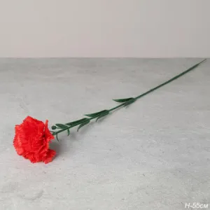 Цветок искусственный Гвоздика 55 см красная / 42-RED