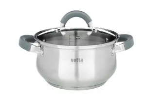 Кастрюля 2,6 л "Вена" 18*10,5 см. со стекл. крышкой, индукция VETTA 