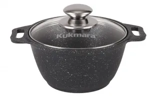 Кастрюля 1 л с АП (темный мрамор) со стекл/кр