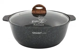 Кастрюля - жаровня 5 л АП "Granit Ultra" d= 28см со стекл. крышкой(Blue)
