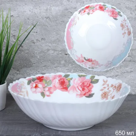 Салатник 650 мл d=17,5 см 7" "Очарование/Розы на голубом"