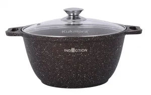Кастрюля 2 л АП кофейный мрамор со стекл.крышкой "Marble Induction"