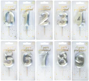 Свеча тортовая "Цифра" на шпажке "Витые" Серебро 4*1,1*9,5 см