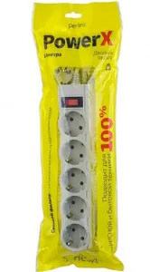 Сет фильтр Perfeo PowerX 5гн 5м 2200Вт серый 